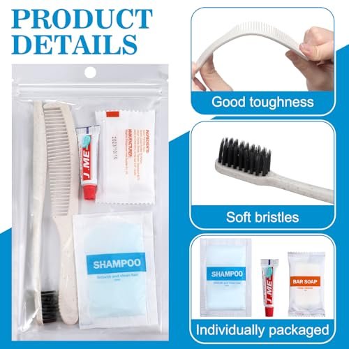 Hushee 48 Sets Personal Hygiene Kit Basic Toiletry Kit Homeless Care Package for Men, Women, Travel, Charity, Business Include Shampoo, Toothbrush, Toothpaste, Comb and Bath(White) - Image 2
