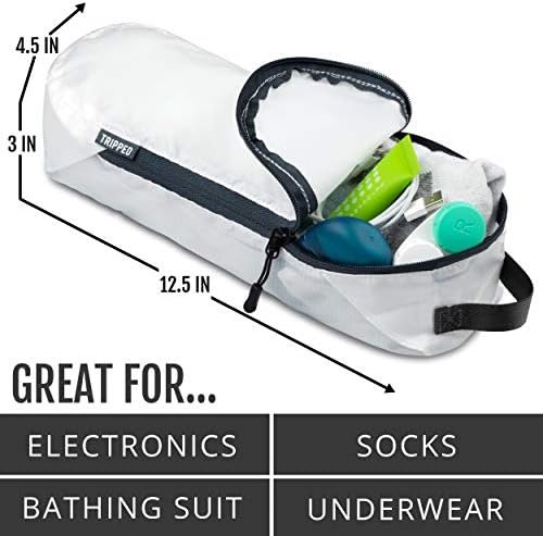 Large Compression Packing Cubes 6 Piece Set for Travel with Lightweight Laundry Bag for Carry-On Suitcase by TRIPPED Travel Gear (White) - Image 6