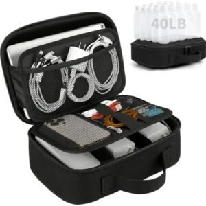 ZOMFELT Electronics Organizer Travel Case, Hard EVA Travel Organizer, Shockproof Bag Organizer, Double Layer Cord Organizers, Large Cable Organizers Bag, Tech Organizers for Men, Phone, Cord, Black