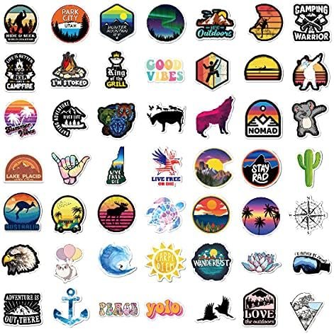200PCS Camping Stickers - Water Bottles, Outdoor Adventure, Vinyl Waterproof Stickers Packs for Laptop, Travel & Hiking, Bike, Bumper, Suitcase, Luggage, Car, Wilderness, Nature - Image 4
