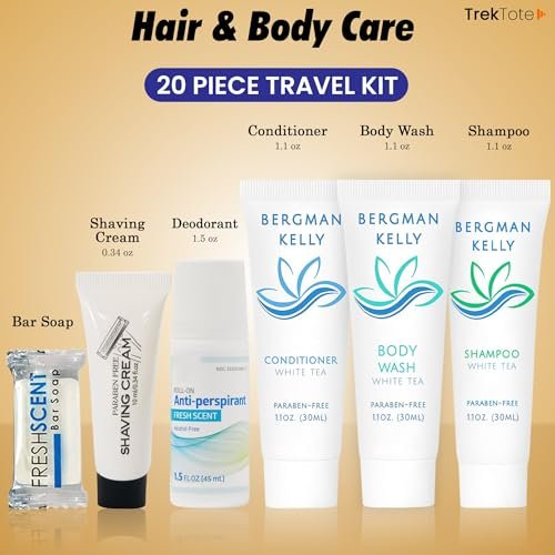 Trektote Travel Toiletry Kit For Men And Women – 20 Piece Set of Travel Size Toiletries, TSA Compliant, Travel Essentials, Includes Shampoo And Conditioner, Body Wash, Oral Care, Toiletry Bag & More - Image 2