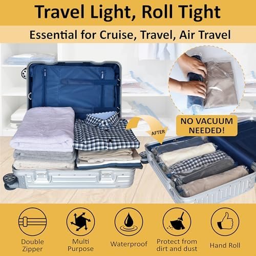 Compression Bags for Travel - Travel Essentials - 12 Pack Space Saver Bags - No Vacuum Needed - Compression Packing Bags for Cruise Accessories - Image 2
