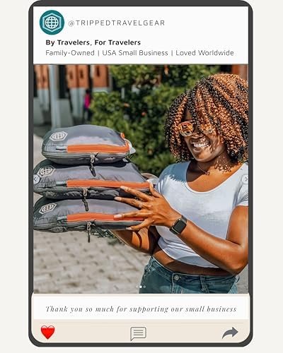 Large Compression Packing Cubes for Travel-Packing Cube Luggage Organizers 7 Piece Set for Checked Luggage-Ultralight, Expandable/Compression Bags by TRIPPED Travel Gear (Grey/Orange) - Image 9
