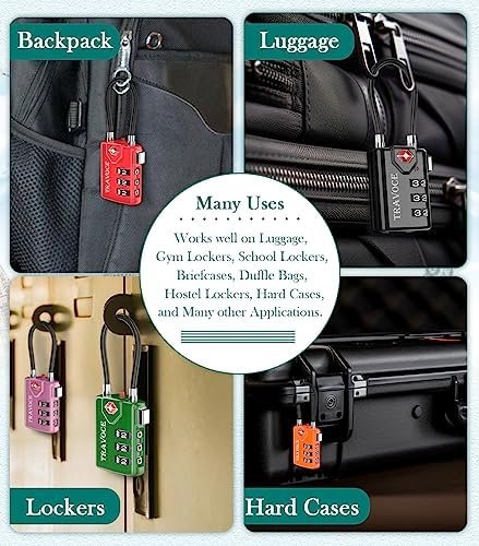 TSA Approved Luggage Locks, Travel Locks Which Also Work Great as Gym Locks, Toolbox Lock, Backpack and More, Black 4 Pack - Image 4