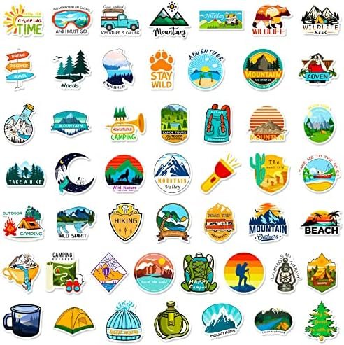 Camping Stickers, 100 PCS Outdoor Hiking Adventure Stickers Pack, Waterproof Vinyl Travel Sticker for Water Bottle Laptop Hydroflask, Wilderness Nature Decals for Camper Boys Adults Teens Girls - Image 3