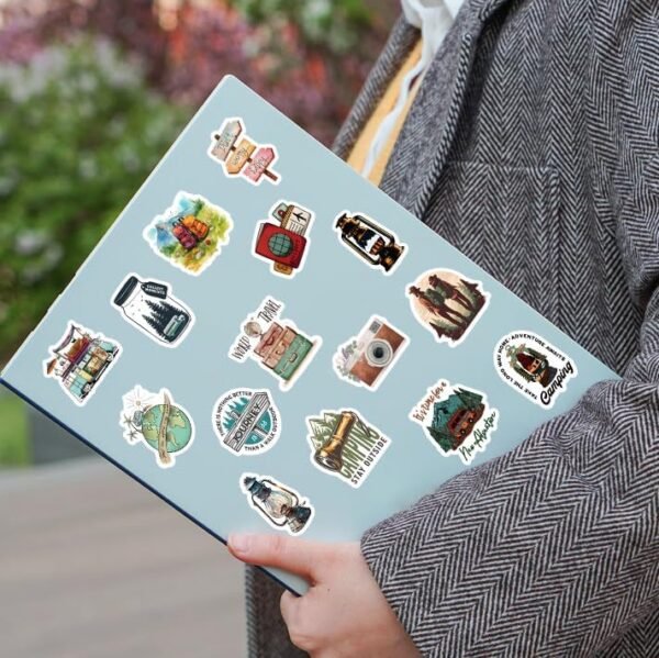 200 Pcs Outdoor Travel Stickers for Kids Teens Adults, Waterproof Hiking Adventure Camping Scrapbooking Luggage Water Bottle Decals for Laptops Bicycles Notebooks Guitar Helmets Cars - Image 5