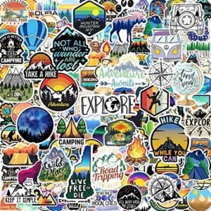 200PCS Camping Stickers - Water Bottles, Outdoor Adventure, Vinyl Waterproof Stickers Packs for Laptop, Travel & Hiking, Bike, Bumper, Suitcase, Luggage, Car, Wilderness, Nature
