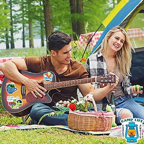 Camping Stickers, 100 PCS Outdoor Hiking Adventure Stickers Pack, Waterproof Vinyl Travel Sticker for Water Bottle Laptop Hydroflask, Wilderness Nature Decals for Camper Boys Adults Teens Girls - Image 7